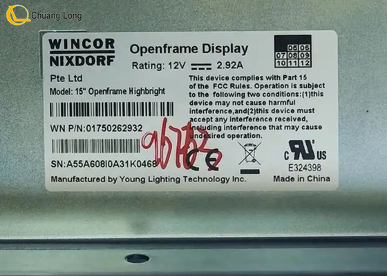 01750262932 1750262932 Pièces de machine à guichet automatique Wincor Nixdorf Affichage LCD de 15 pouces